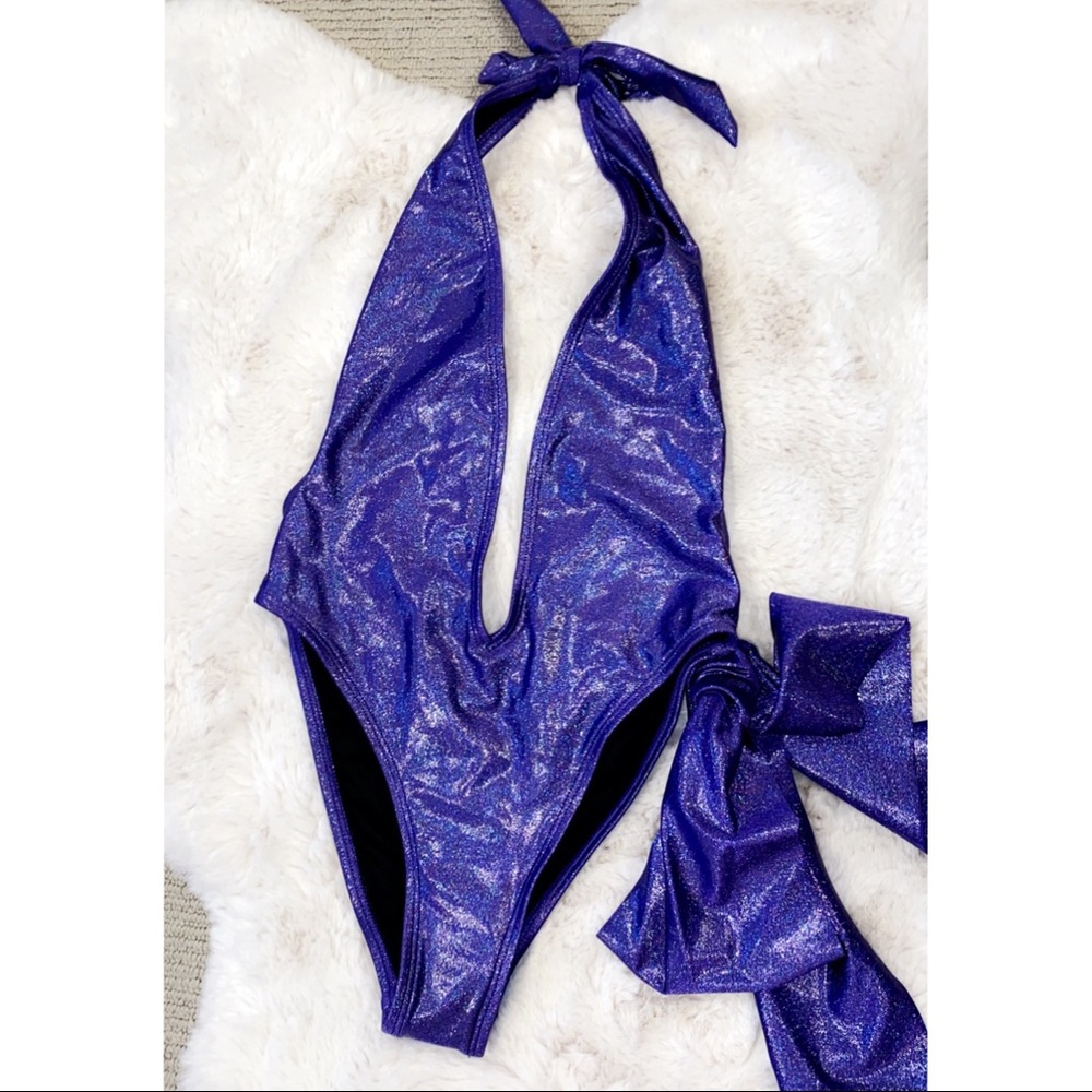 One piece v-neck halter bathing suit!